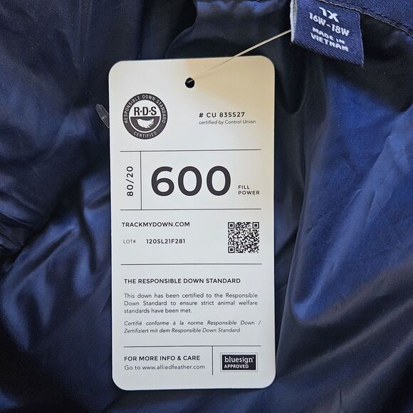 LANDS END Womens Down Feather Puffer Vest 600 Fill Blue White Stripe Plus 1X - Picture 12 of 12